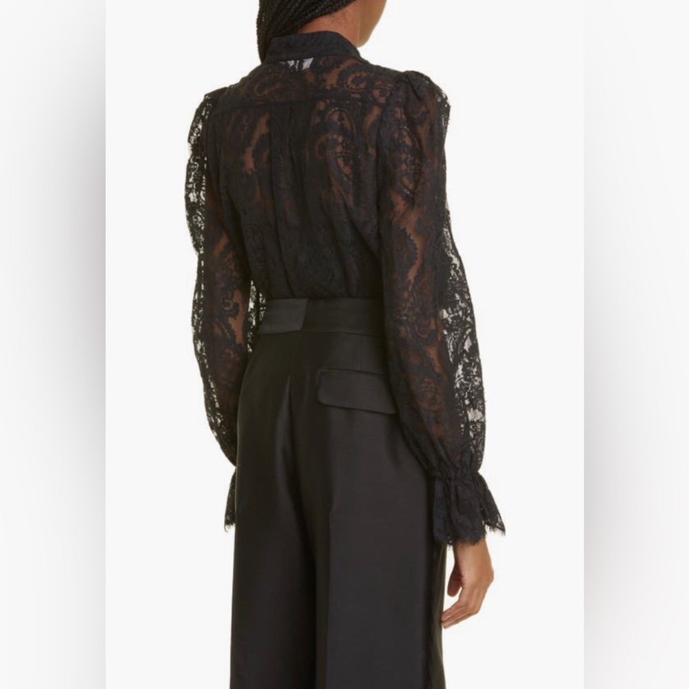 NEW $650 Zimmermann Rhinestone Flower Snap Cotton Blend Lace Top, Black, 0/US 4! - Picture 3 of 7